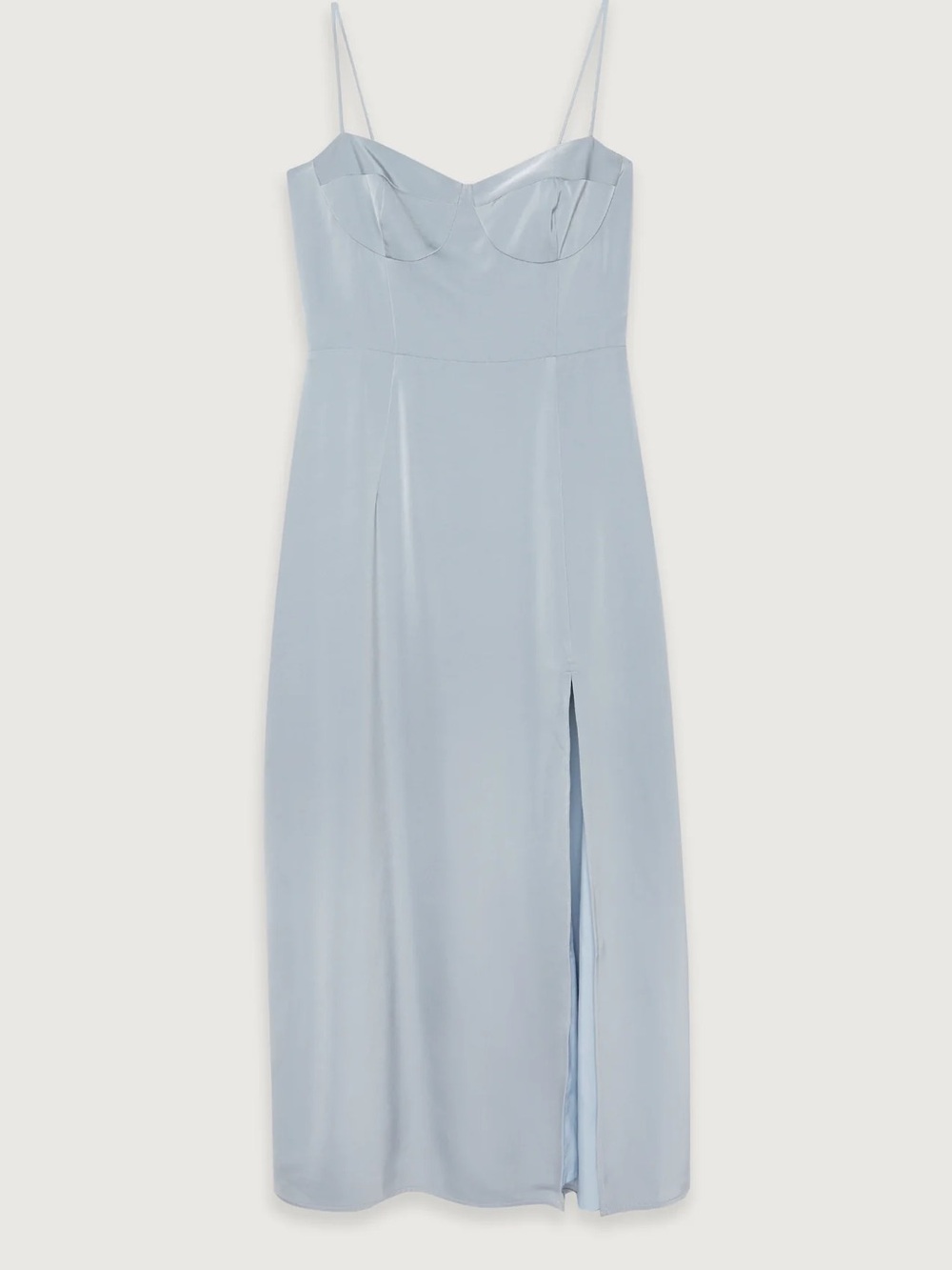 OAK + FORT Light Blue Spaghetti-Strap Midi Slip Dress